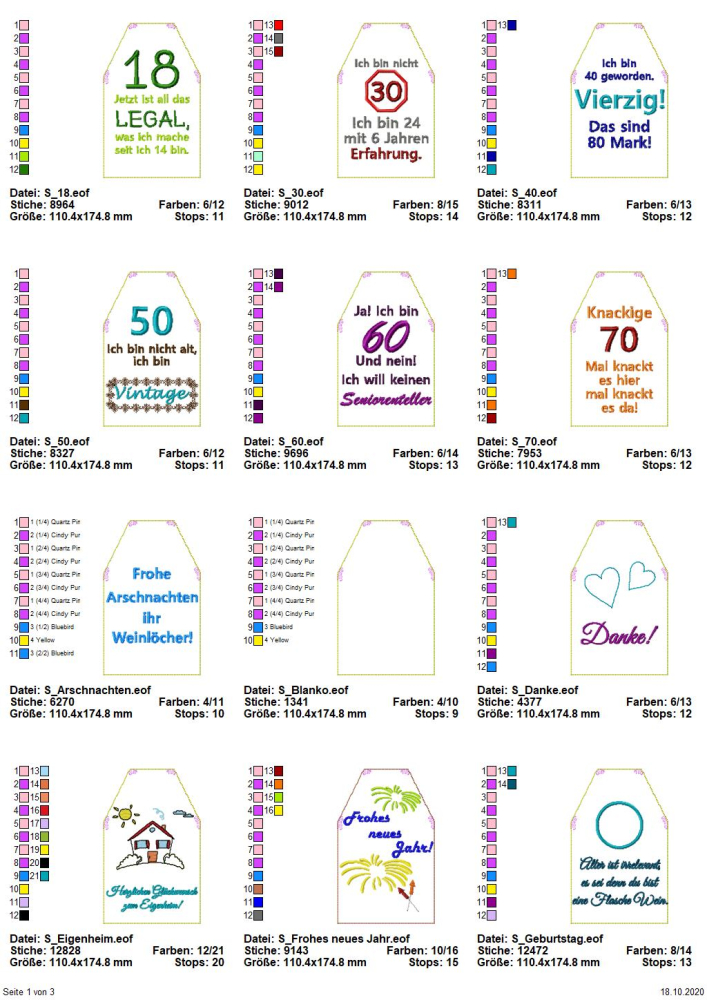 Stickdateien Flaschen-Schürzen ITH